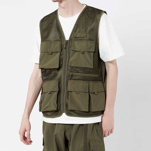 Chaleco de lona funcional unisex de verano para exteriores, chaleco con múltiples bolsillos, transpirable, estampado personalizado, logotipo de talla grande para hombre, venta al por mayor - Product Image 2