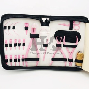 Nuevas llegadas: Kit de herramientas para extensiones de cabello rosa bebé, tijeras para cortar cabello, pinzas de cinta, acero inoxidable, uso comercial sostenible HOOPER - Product Image 2