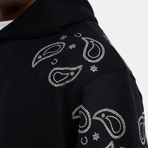 Wholesale Custom Men's New Stylish <b>Thermal</b> <b>Hoodies</b> with Full Face Zip and Oversized Hood Rhinestone Logo Design for Winter - Product Image 6
