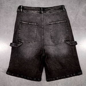 Pantalones cortos acampanados holgados desgastados con lavado ácido de pierna ancha de gran tamaño con diamantes de imitación de diseñador personalizados para hombres - Product Image 2