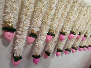 Jasmine & Lotus Guirlande Toran pour Sud Indien Mariage Festif Pooja Décoration Traditionnelle Floral Mur Porte Suspendue Toile de Fond - Product Image 2