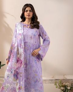 Ssumaira Collection Traje cosido de césped con estampado digital vibrante con Dupatta bordada - Product Image 6