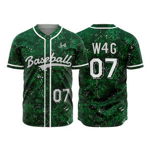 Maillot de baseball pour homme, taille plus, col en V, vêtements de sport, t-shirts à boutons, respirant, imprimé par sublimation, maillot de baseball vierge - Product Image 6