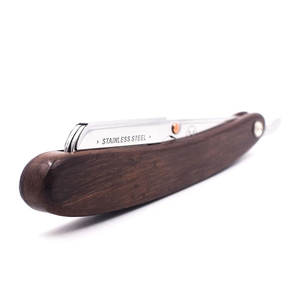 Maquinilla de afeitar de garganta de corte recto de peluquero profesional, cuchillo de afeitar plegable de acero inoxidable de alta calidad con mango de plástico - Product Image 1