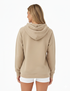 Sudadera con capucha de Otoño/Invierno para mujer, Material de algodón 100%, transpirable, con estampado de logotipo personalizado, estilo Jersey sólido, servicio OEM - Product Image 3