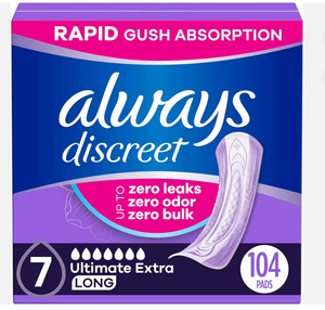 Venta al por Mayor de Toallas Sanitarias Discretas para Incontinencia en Adultos, de Algodón Transpirable, Sin Alas, Extra Absorbentes, Largas, Paquete de 104 Unidades - Product Image 1