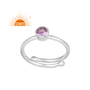Bague empilable en argent sterling fin de qualité supérieure, marque DWS, avec pierre précieuse améthyste naturelle, certifiée, pour bijoux personnalisés tendance - Product Image 1