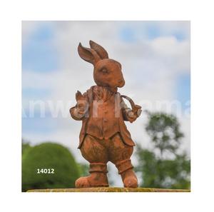 Vente chaude Sculptures de lapin en fonte brune robuste de haute qualité pour la décoration de patio de cour de jardin à la maison - Product Image 2