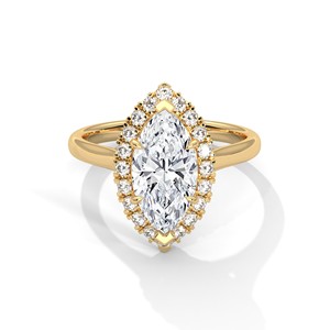 2.0ct Marquise Cut CZ Halo <b>Solitaire</b> <b>Ring</b> 925 Sterling <b>Silver</b> Engagement Band - Product Image 1