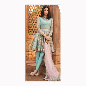 Vestido de seda blanca Salwar Kameez con Dupatta nuevo diseño pakistaní y Punjabi Wear Dhoti - Product Image 2