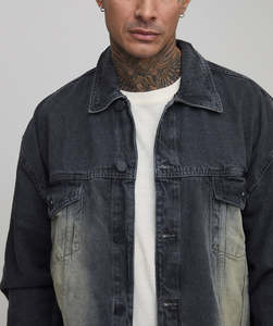 Chaqueta Vaquera de Algodón 100% Lavado para Hombre, Nueva Colección 2026, con Bordado Personalizado en la Parte Delantera, Cuello Alto, Cómoda para Invierno, Estilo Hip Hop - Product Image 5