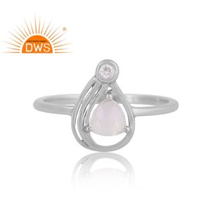 Venta caliente plata esterlina natural Cz y Arco Iris Luna piedra apilable anillo personalizado joyería fabricante - Product Image 3