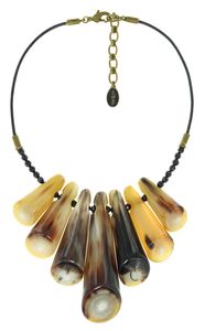 En forme de nouveauté Buffalo corne de boeuf collier poli Animal Style os bijoux Design naturel perles femmes filles cadeaux de mariage - Product Image 4