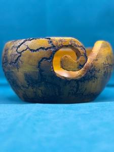 Handcrafted Wooden Yarn Bowl Knitting Crochet Supplies with Swirl Cutout Portable Yarn Holder <b>Knitters</b> <b>Gift</b> Yellow - Product Image 3