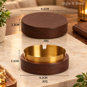 Cendrier rond en bois avec couvercle et insert en acier inoxydable, pour bureau, maison, bar - Product Image 5