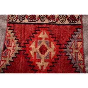 พรมขนาด 1.9x2.7 ฟุต, พรมวินเทจตุรกี, พรมขนสัตว์ลายเพสลีย์สีแดง - Product Image 3