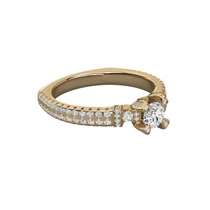 Bague géométrique en or 10 carats avec diamant ovale solitaire de laboratoire et grappe de diamants - Certifiée IGI pour fiançailles - Product Image 1