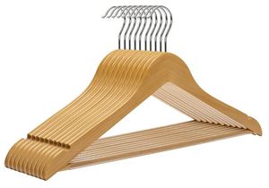 ไม้แขวนทำด้วยมือคุณภาพสูงสไตล์บูติกไม้เกรดดอกบัวพร้อมรอยหยักพร้อมที่แขวนสูทบาร์ - Product Image 2