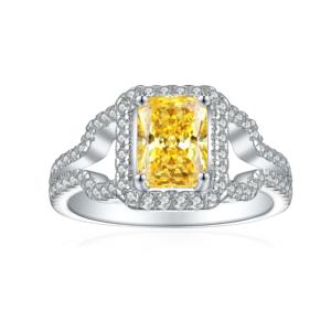 ของขวัญแต่งงานจากนักออกแบบ925เครื่องประดับคุณภาพดีที่สุด925เงินสเตอร์ลิงแฮนด์เมดหินควอตซ์สีเหลืองพร้อมแหวนบุษราคัมสีขาวคลาสสิก - Product Image 1