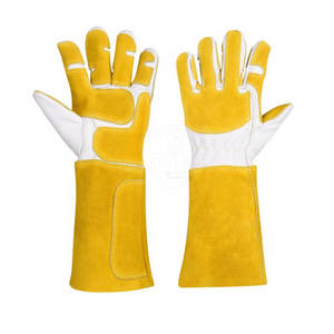 Gants de soudage en cuir de sécurité pour la construction, vente en gros, prix bas, respirants, légers, en cuir - Product Image 1