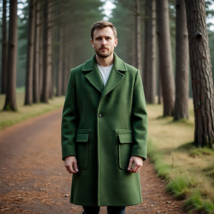 Abrigo largo de lana para hombre, gabardina cálida informal de invierno, abrigo de lana para hombre, abrigo largo de lana con cuello vuelto a prueba de viento para hombre - Product Image 5