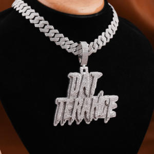 Moissanite personalizado DAT TERANCE diamante colgante 925 plata esterlina personalizado completo helado estilo Hip hop colgante para hombres - Product Image 4
