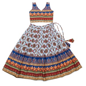 Shoryam Fashion Filles Enfants Vêtements ethniques traditionnels Ensemble Lehenga Choli bleu Impression numérique Entièrement cousu Polyester Fête festive - Product Image 1