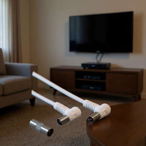 Cable de Antena de TV Blanco de 75 Db y 90 Grados con Adaptador, Cable de Audio y Video de 3 m, Modelo 00205305 - Product Image 3