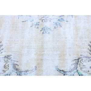 Alfombra Turca Vintage de 2x5.3 pies, Alfombra de Lana Blanca con Diseño de Camuflaje - Product Image 5