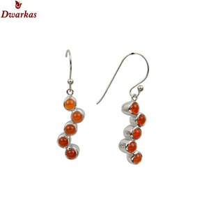 High quality 925 sterling <b>silver</b> natural carnelian gemstone hook bezel set <b>earrings</b> for <b>women</b> and girls - Product Image 1
