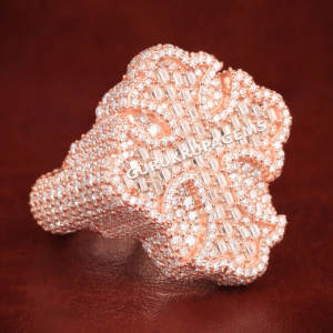 Pass Diamond Tester Bague en argent sterling 925 VVS Lab Grown Diamond Hip Hop Custom Iced Out Cross Ring - Product Image 5