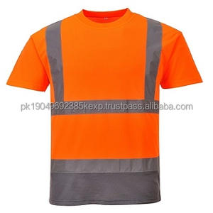 T-shirts à manches courtes haute visibilité pour hommes, vêtements de sécurité réfléchissants pour travaux routiers, service de circulation, tricot formel - Product Image 1