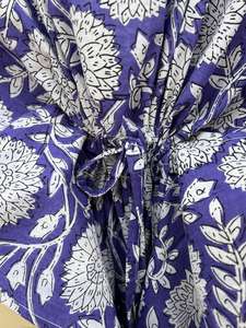 Robe Kfatan en coton 100% fabriquée à la main en Inde, imprimé floral lisse, décontractée, pour la plage, les vacances, vêtements pour femmes, été, printemps, hiver, automne, ODM - Product Image 6