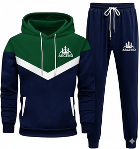 Survêtement sportif unisexe personnalisable à capuche uni |   Tissu en molleton doux 100% coton |   Cordon de serrage respirant et antibactérien - Product Image 1