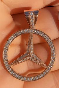 Hip Hop Mercedes Auto Logos Bijoux glacés Bijoux en argent sterling 925 Bijoux fantaisie Colliers pendentifs - Product Image 2