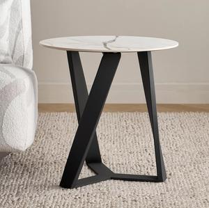 Mesa de Centro de Mármol de Diseño Simple con 3 Patas y Superficie Blanca para el Hogar, Hotel, Restaurante, Sala de Estar - Product Image 1