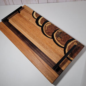 Plateau de service en bois personnalisé de haute qualité avec poignée en métal Plateau en bois de forme rectangulaire de bonne qualité en provenance d'Inde - Product Image 4