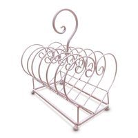Support de vaisselle en fer forgé vintage en forme de cœur, type sur pied, finition blanche, durable, multifonctionnel, non pliable