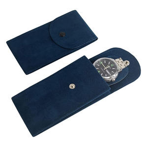 OEM Wholesale Custom Made Genuine Leather Portable Velvet <b>Watch</b> Snap Pouch Travel <b>Case</b> Single <b>Watch</b> Holder - Product Image 1