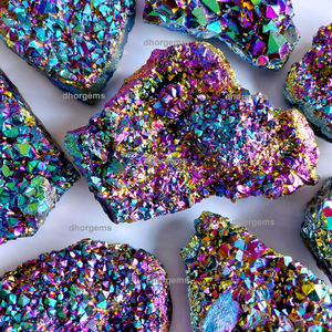 Torre de amatista drusa de cuarzo natural, Cuarzo Natural, gran angular, aura, de cristal crudo, verde y azul - Product Image 5