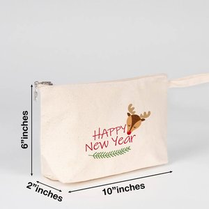 Casual New Year Personalized Canvas Clutch Bag Zipper Closure Portable <b>Winter</b> Embroidery <b>Decoration</b> 10 6 2 (25 X 15 X 6 Cm) - Product Image 2