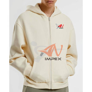 Sweat à capuche unisexe de luxe 460GSM avec fermeture éclair pour homme, haut streetwear de haute qualité brodé en Italie avec impression numérique pour le printemps - Product Image 1