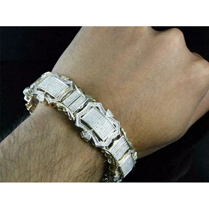 Pulsera de tenis para hombre con diamantes de corte redondo de 12 quilates, pulsera clásica estilo Hip Hop chapada en oro amarillo de 14 quilates - Product Image 3