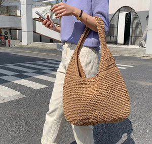 Bolsos de Mano de Paja Hechos a Mano de Primera Calidad, Bolsos de Playa de Macramé Vintage, Directamente del Proveedor Indio - Product Image 1
