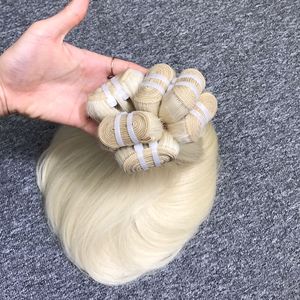 Pelucas de cabello humano liso de hueso en trama rubia Color de cabello natural de alta calidad - Product Image 5