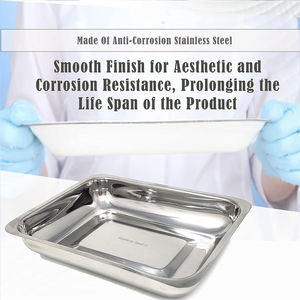 Plateau pour instruments médicaux vétérinaires dentaires en acier inoxydable 304, manuel, réutilisable, bords lisses, pour les utilisations en chirurgie générale à l'hôpital - Product Image 5
