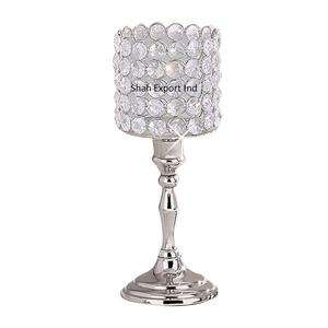 Juego de tres centro de mesa de boda con cuentas de cristal hechas a mano, soporte de vela Chapado en plata, suministros para fiestas y eventos - Product Image 6