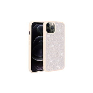 Étui en silicone blanc brillant de luxe pour iPhone 13 Pro Max, design élégant avec strass, fonction anti-traces de doigts, style inspiré d'Instagram - Product Image 1