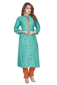 Venta al por mayor, conjunto de Kurta estampado cómodo para mujer con diseños intrincados y ajuste relajado a la venta a los mejores precios - Product Image 3