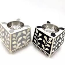 Portavelas con incrustaciones de hueso, accesorio decorativo de latón y luz de té para mesa y cena, antiguo - Product Image 6